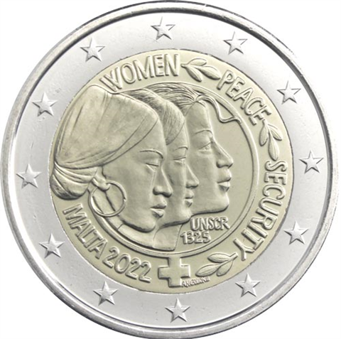 Malta-2-Euro-2022-Frieden-und-Sicherheit-für-Frauen