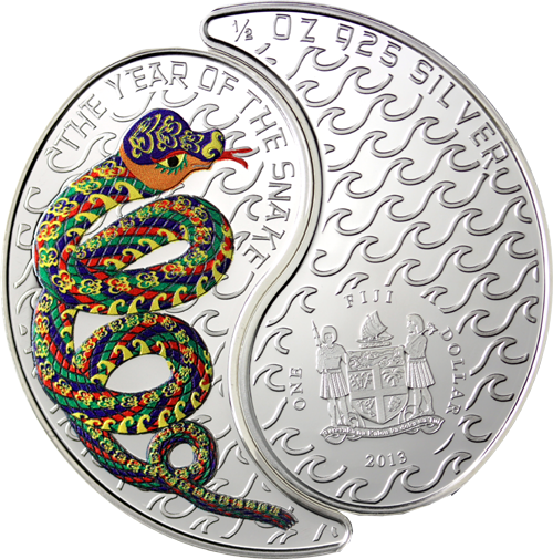 Fiji 2 x 1 Dollar Silber 2013 PP Yin & Yang - Jahr der Schlange