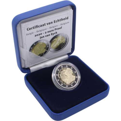 Belgien-2 Euro-2020-PP-Jan van Eyck-Etui