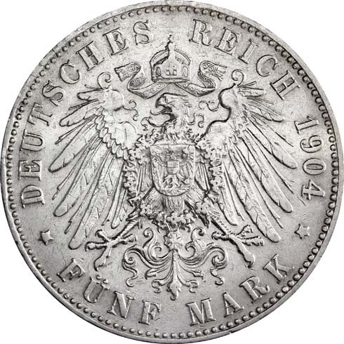 J.65 Hamburg  5 Mark  Stadtwappen großer Adler 1891 bis1913 SONDERPREIS