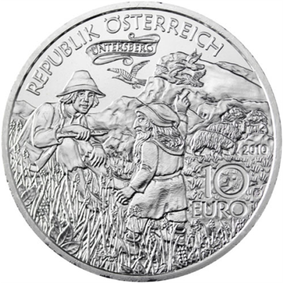 Österreich-10-Euro-2010-Silber-bfr-Karl-der-Grosse-im-Untersberg-RS
