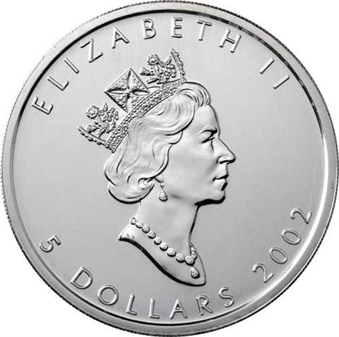 Kanada 5 Dollar 2002 stgl. Maple Leaf an Farbe-I