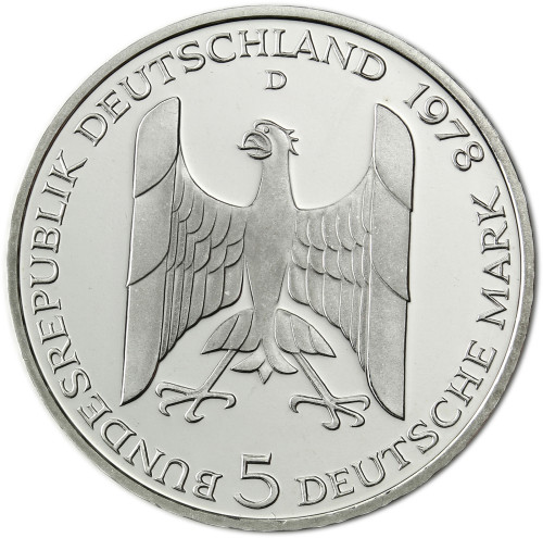 Deutschland 5 DM Silber- Gedenkmünze 1978 Stgl. Gustav von Stresemann 