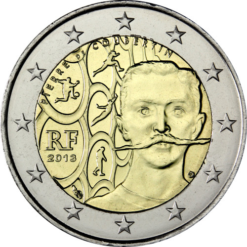 Frankreich-2Euro-2013-bfr-Baron-de-Coubertin-RS