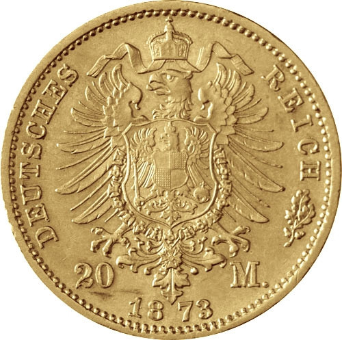 Kaiserreich 20 Mark 1873 König Johann von Sachsen J.259