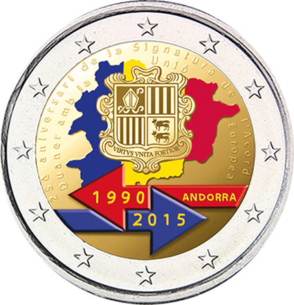 Andorra 2 Euro 2015 Stgl. 25 Jahre Zollunion mit der EU FARBE