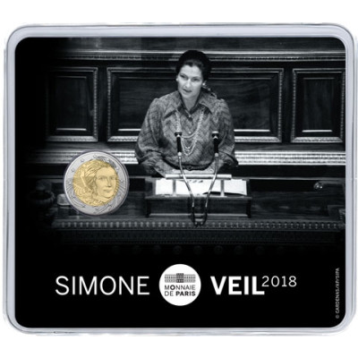 2 Euro Gedenkmünze 2018 Simone Veil aus Frankreich in Coincard  Münzkatalog bestellen