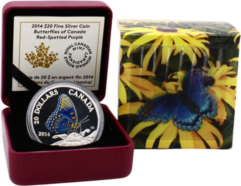 Kanada-20 Dollar-2014-AGpp-Rot-Lila Schmetterling-Farbe-RS