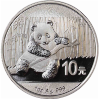 China 10 Yuan 2014 Stgl. Großer Panda - Himmelstempel 1 Oz Silber -I