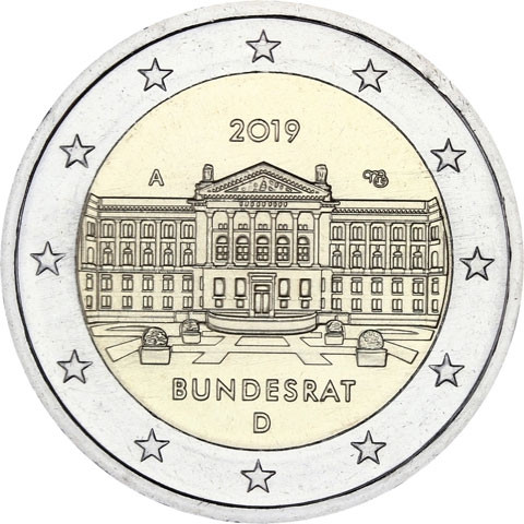 Neue 2 Euro Münze 2019  Bundesrat – Serie Bundesländer Gedenkmünzen Satz 