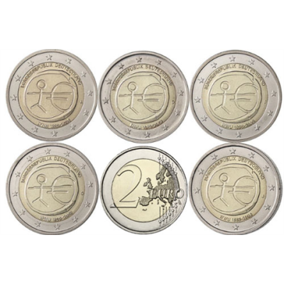 Deutschland-5x2Euro-2009-WWU-Strichmännchen-A-D-F-G-J-RSVS