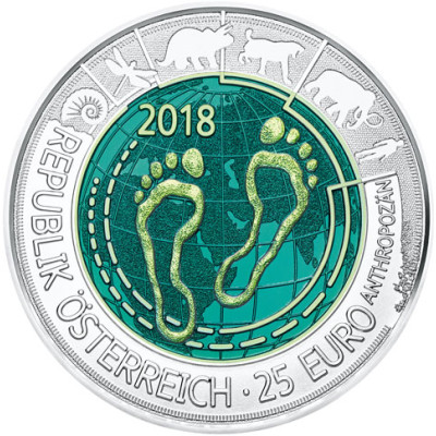 Österreich 25 Euro 2018 Silber-Niob-Münze "Anthropozän - Mensch"