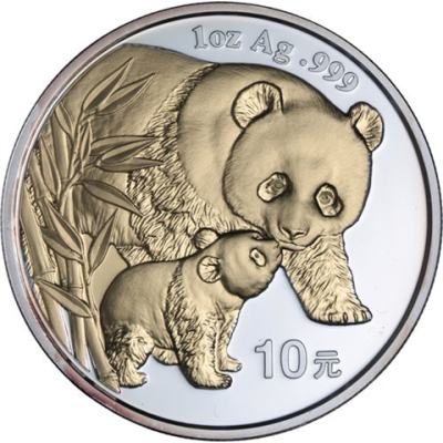 China-10Yuan-2004-AGstgl-Panda-FDvergoldet-RS