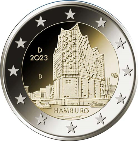 2Euro-Münze-Elbphilharmonie-Hamburg-Deutschland-2023-D