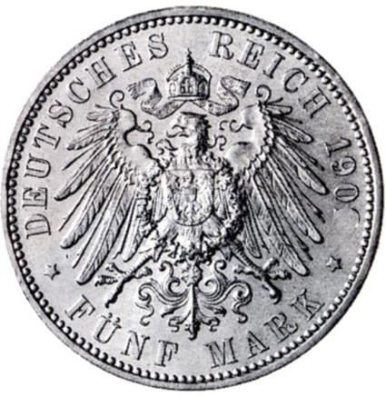 J.27 Baden 5 Mark 1875 -1888 Friedrich I 