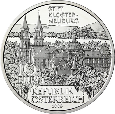 Österreich-10-Euro-2008-Silber-PP-Klosterneuburg-Etui