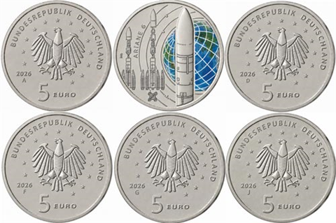 Deutschland-5Euro-2026-MZZ-A-J-Stgl-Erforschung-des-Weltraums-Ariane-6-RSVS