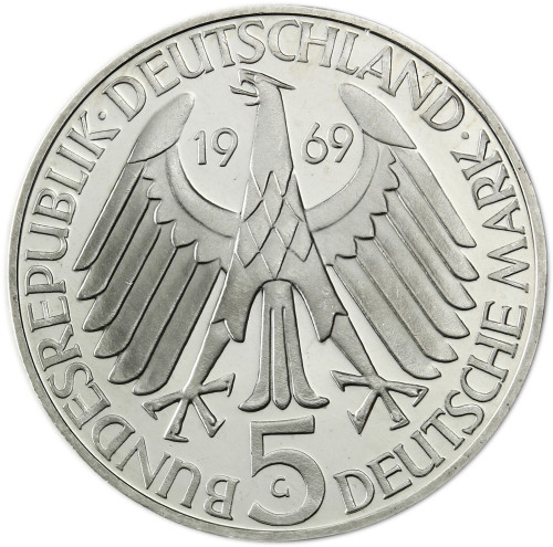 Deutschland 5 DM Silber 1969 Stgl. Theodor Fontane