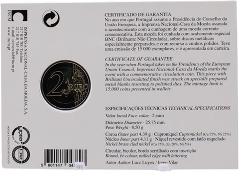 Portugal-2 Euro-2007-Stgl-Ratspräsidentschaft-Coincard-RS