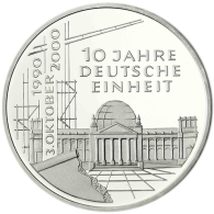 Deutschland 10 DM Silber 2000 Stgl. 10 Jahre Deutsche Einheit I