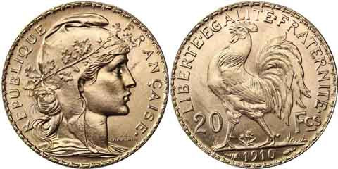 Frankreich 20 Francs Marianne (1871-1940) Gold