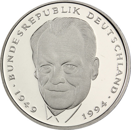 2 DM Sammlermuenzen  Willy Brandt 1995