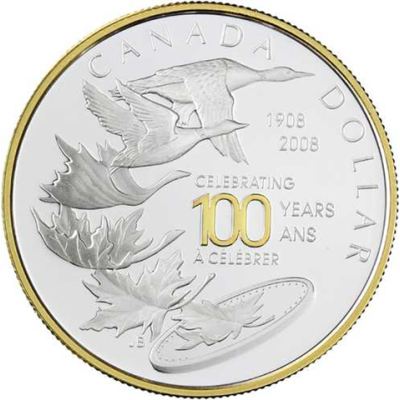 Kanada 1 Dollar 2008 PP 100 J. Kanadische Münze Gilded Edition-I