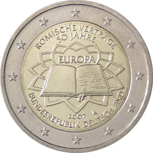 Deutschland 2 Euro 2007 bfr. Römische Verträge im Satz A - J