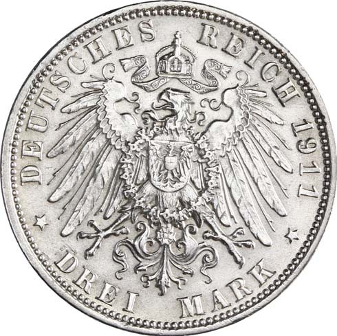 Jäger 49 Bayern 3 Mark 1911 Sehr Schön Prinzregent II