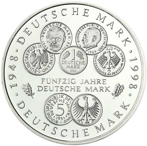 Deutschland 10 DM Silber 1998 Stgl. 50 Jahre Deutsche Mark I