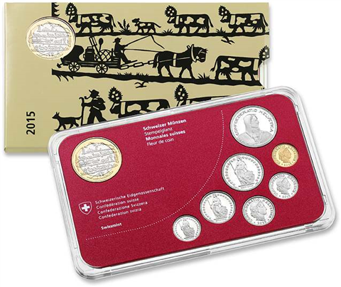 Schweiz Kurssatz 2015 mit 10 Fr Alpabzug Stgl
