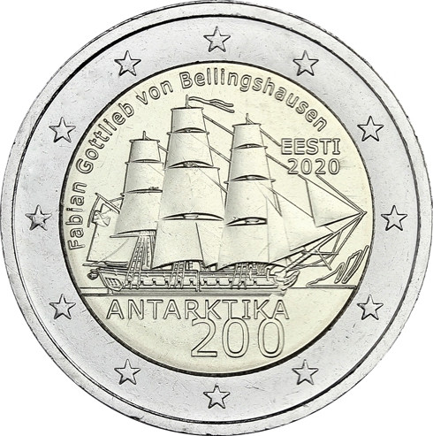 Estland 2 Euro-Sondermünze 2020  200. Jahrestag der Entdeckung der Antarktis