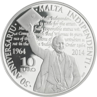 Malta-10euro-2014-AgPP-50JahreUnabhängigkeit-VS