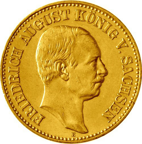  Reichsgoldmünzen » J.268 - Sachsen 20 Mark 1905-1914 ss-vz König Friedrich August III. 