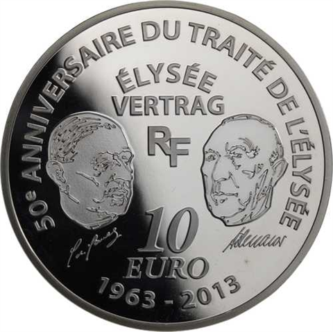 Frankreich-10Euro-2013-AGPP-Elysee-Vertrag-Etui