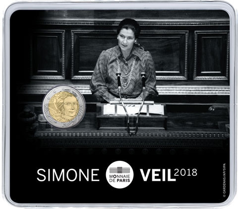 2 Euro Gedenkmünze 2018 Simone Veil aus Frankreich in Coincard  Münzkatalog bestellen