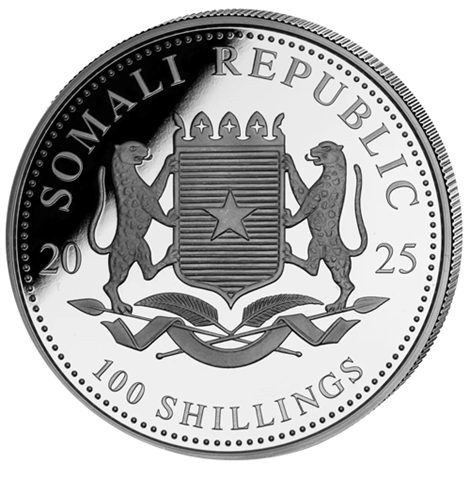 Somalia-100Sh-2025Ag-1oz-Elefant-Silbermünze-RS