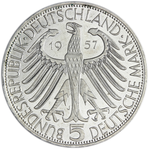 Deutschland-5-DM-1957-VZ-Freiherr-von-Eichendorff-RS