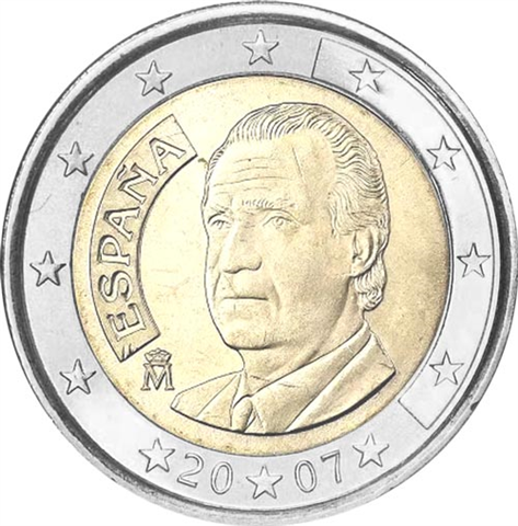 Spanien-2Euro-2007-bfr-Kursmünze-JuanCarlos-RS