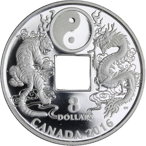 Kanada-8 Dollar-2016-AGpp-Tiger and Dragon YingYang-RS