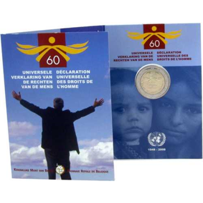 Belgien 2 Euro 2008 Menschenrechte im Blister