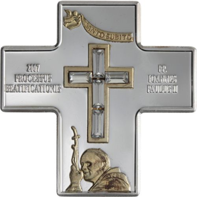 Cook Islands- 5 Dollar-2007-AGpp-Kreuz Santo Subito Papst-RS