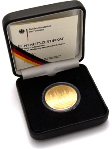 Deutschland-100Euro-2007-Au-GoldmünzeLübeck-Etui