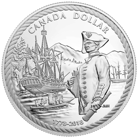 Kanada-1Dollar-2018-AgPP-KapitänCook-RS