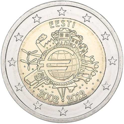 Estland 2 Euro 2012 bfr. 10 Jahre Euro Bargeld
