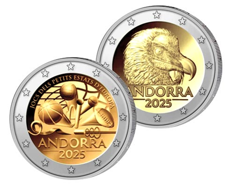 Andorra-2Euro-2025-Kleinstaatenspiele-Bartgeier-RS