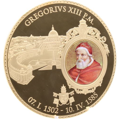Vatikan-1xMedaille-2014-CUpp-Gregor XIII-Farbe Vergoldet-RS