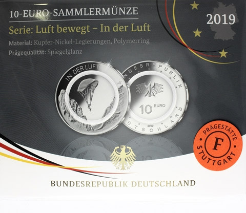 In der Luft – 10 Euro Münze Gleitschirm 2019 1. Ausgabe Polymerring bestellen 