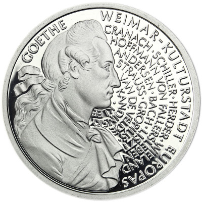 BRD 5 x 10 DM 1999 PP Johann Wolfgang von Goethe A - J Münzsatz