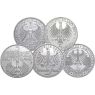 Deutschland-5-DM-Silber-1952–1964-–-„Die-ersten-Fünf“-Gedenkmünzen-komplett-vz-VS